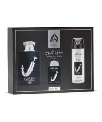 SET LATTAFA ISHQ AL SHUYUKH SILVER 4 PZAS CABALLERO